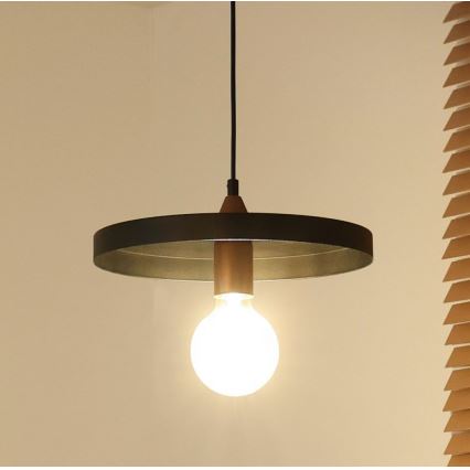 Duolla - Cable-suspended pendant light IRONLINE 1xE27/15W/230V Ø 30 cm black/copper