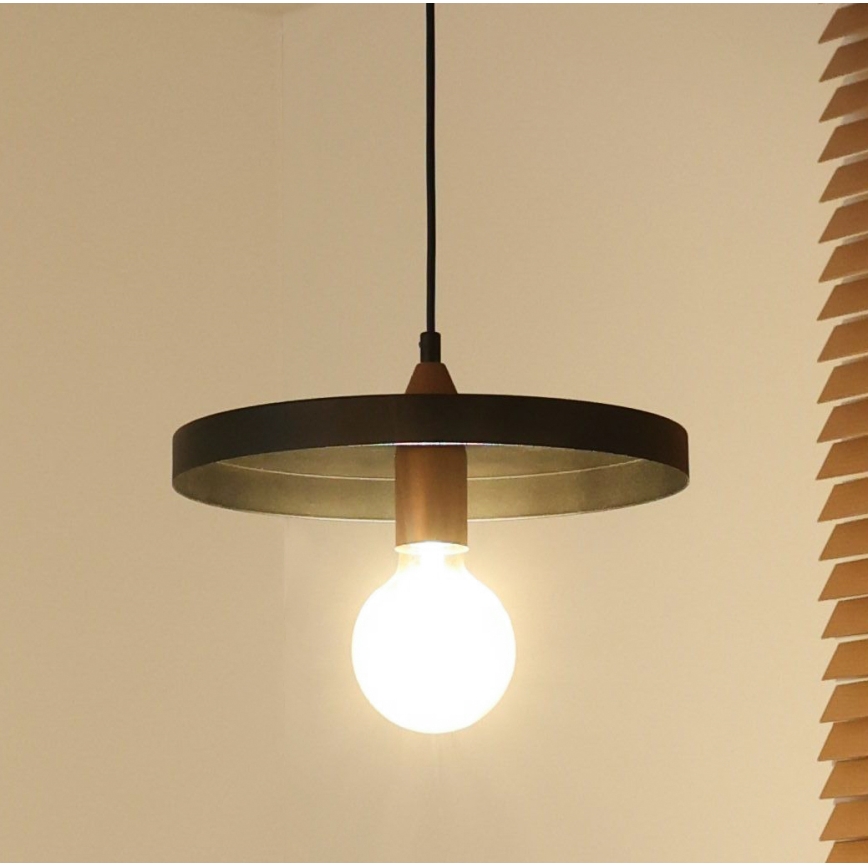 Duolla - Cable-suspended pendant light IRONLINE 1xE27/15W/230V Ø 30 cm black/copper