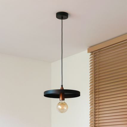 Duolla - Cable-suspended pendant light IRONLINE 1xE27/15W/230V Ø 30 cm black/copper