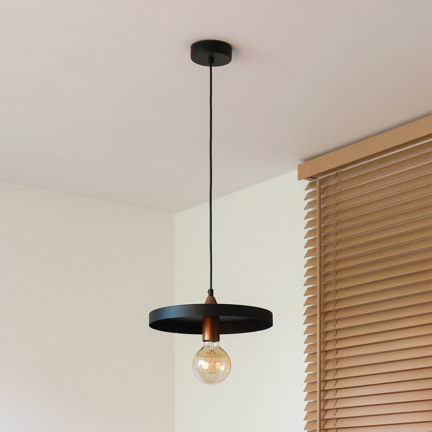 Duolla - Cable-suspended pendant light IRONLINE 1xE27/15W/230V Ø 30 cm black/copper