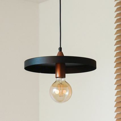 Duolla - Cable-suspended pendant light IRONLINE 1xE27/15W/230V Ø 30 cm black/copper