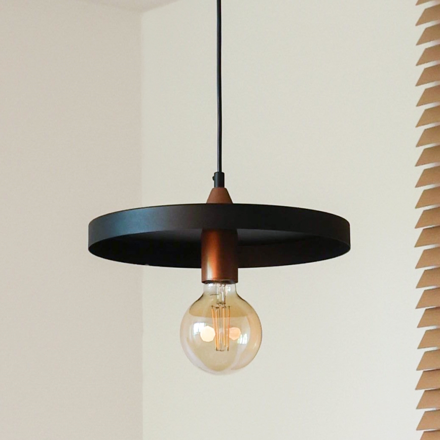 Duolla - Cable-suspended pendant light IRONLINE 1xE27/15W/230V Ø 30 cm black/copper