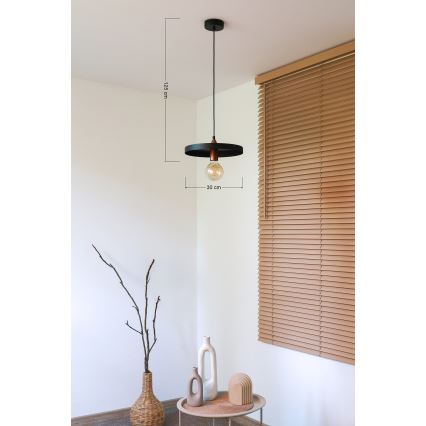 Duolla - Cable-suspended pendant light IRONLINE 1xE27/15W/230V Ø 30 cm black/copper