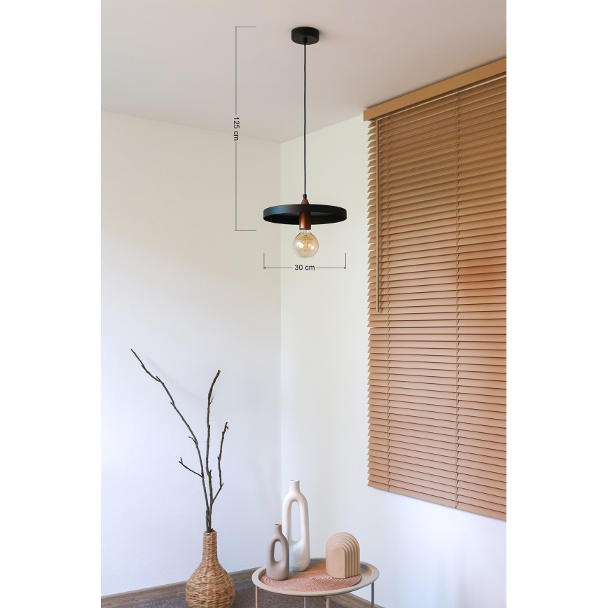 Duolla - Cable-suspended pendant light IRONLINE 1xE27/15W/230V Ø 30 cm black/copper