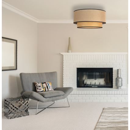 Duolla - Ceiling light BOHO 1xE27/15W/230V d. 45 cm beige/rattan