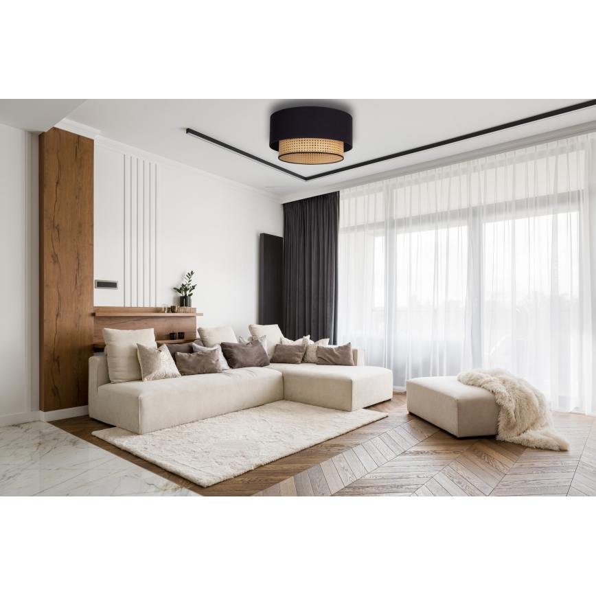 Duolla - Ceiling light BOHO 1xE27/15W/230V d. 45 cm black/rattan