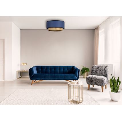 Duolla - Ceiling light BOHO 1xE27/15W/230V d. 45 cm blue/rattan