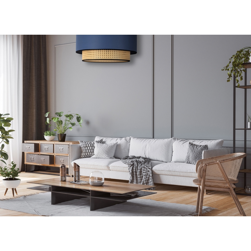Duolla - Ceiling light BOHO 1xE27/15W/230V d. 45 cm blue/rattan