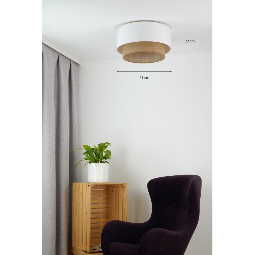 Duolla - Ceiling light BOHO 1xE27/15W/230V d. 45 cm white/brown