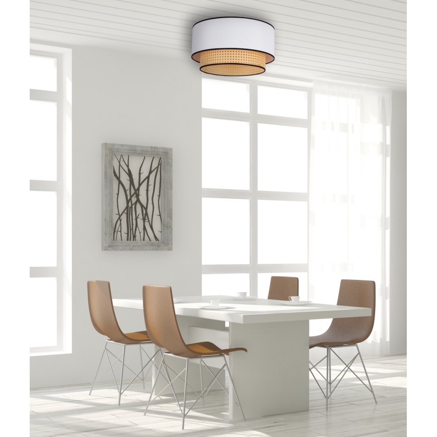 Duolla - Ceiling light BOHO 1xE27/15W/230V d. 45 cm white/rattan