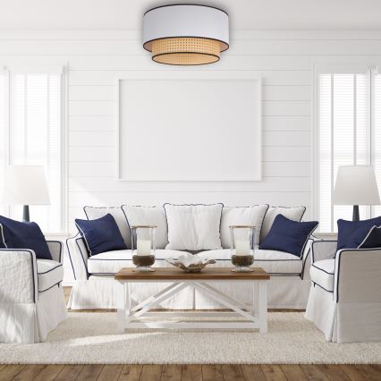 Duolla - Ceiling light BOHO 1xE27/15W/230V d. 45 cm white/rattan