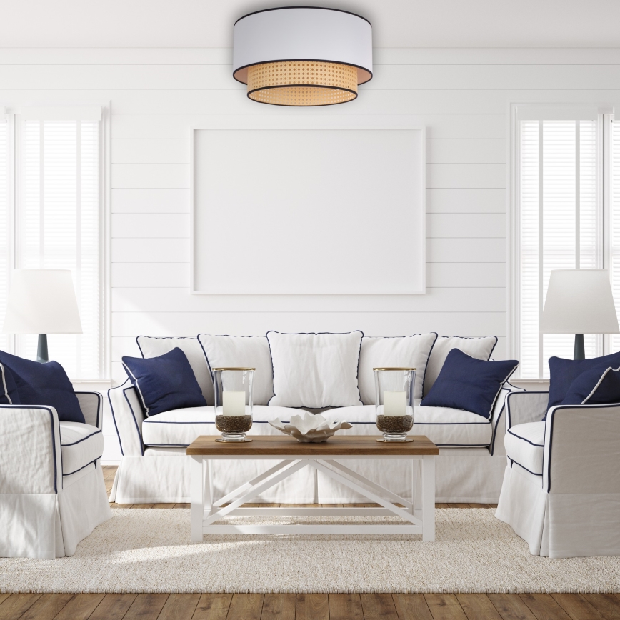 Duolla - Ceiling light BOHO 1xE27/15W/230V d. 45 cm white/rattan