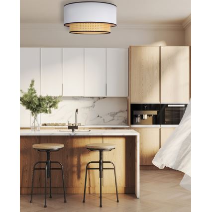 Duolla - Ceiling light BOHO 1xE27/15W/230V d. 45 cm white/rattan