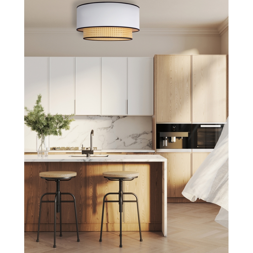 Duolla - Ceiling light BOHO 1xE27/15W/230V d. 45 cm white/rattan