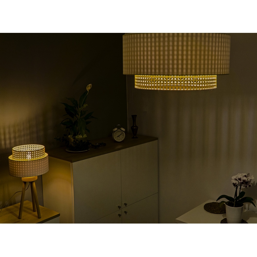 Duolla - Ceiling light BOHO 3xE27/15W/230V d. 60 cm creamy/rattan