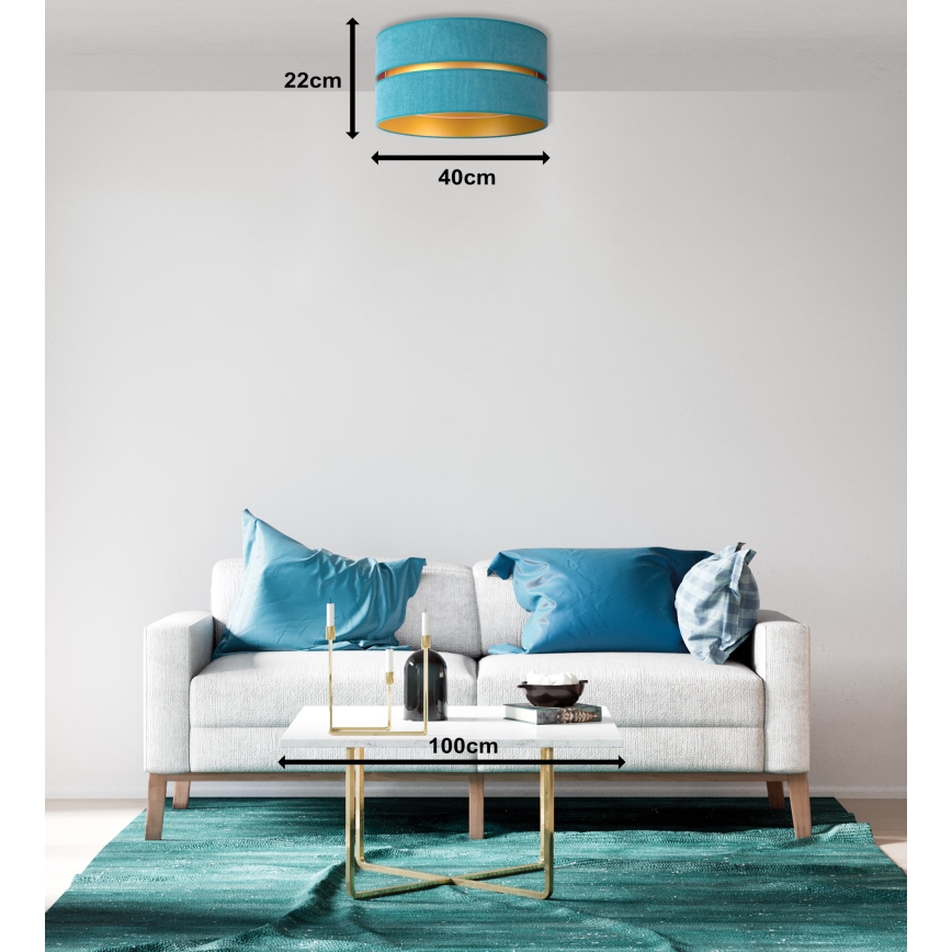 Duolla - Ceiling light DUO 1xE27/40W/230V d. 40 cm turquoise/gold