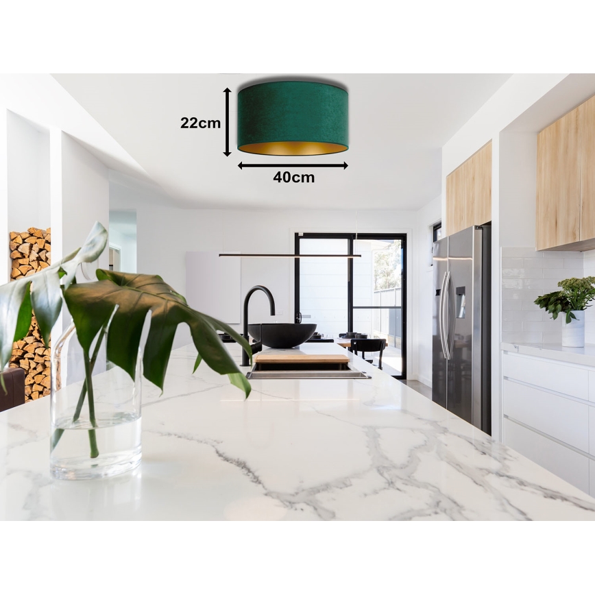 Duolla - Ceiling light ROLLER 1xE27/15W/230V d. 40 cm dark green/gold