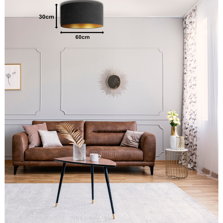 Duolla - Ceiling light ROLLER 3xE27/15W/230V d. 60 cm black/gold