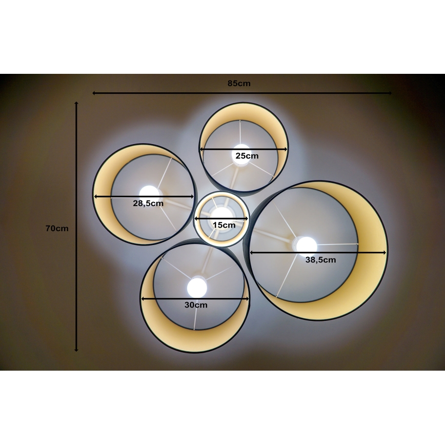 Duolla - Ceiling light ROLLER PENTO 5xE27/60W/230V anthracite