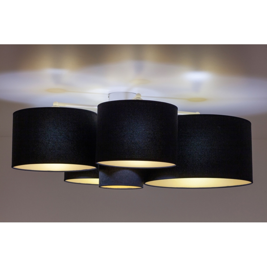 Duolla - Ceiling light ROLLER PENTO 5xE27/60W/230V black/gold