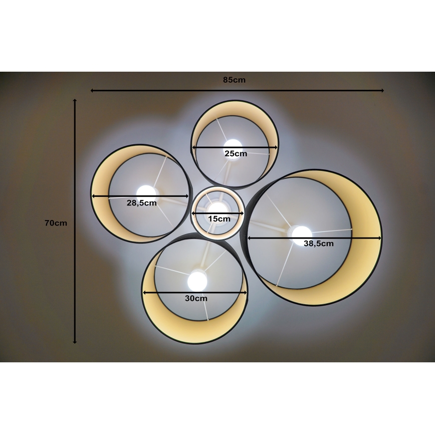 Duolla - Ceiling light ROLLER PENTO 5xE27/60W/230V black/gold