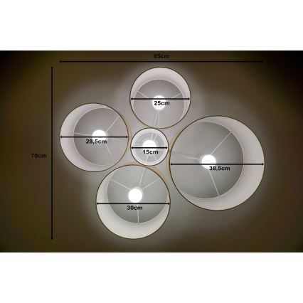 Duolla - Ceiling light ROLLER PENTO 5xE27/60W/230V gold