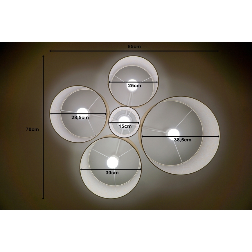 Duolla - Ceiling light ROLLER PENTO 5xE27/60W/230V gold
