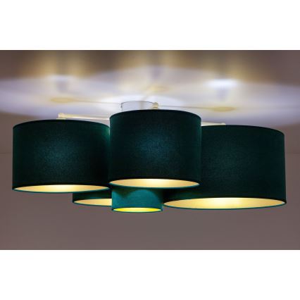 Duolla - Ceiling light ROLLER PENTO 5xE27/60W/230V green/gold