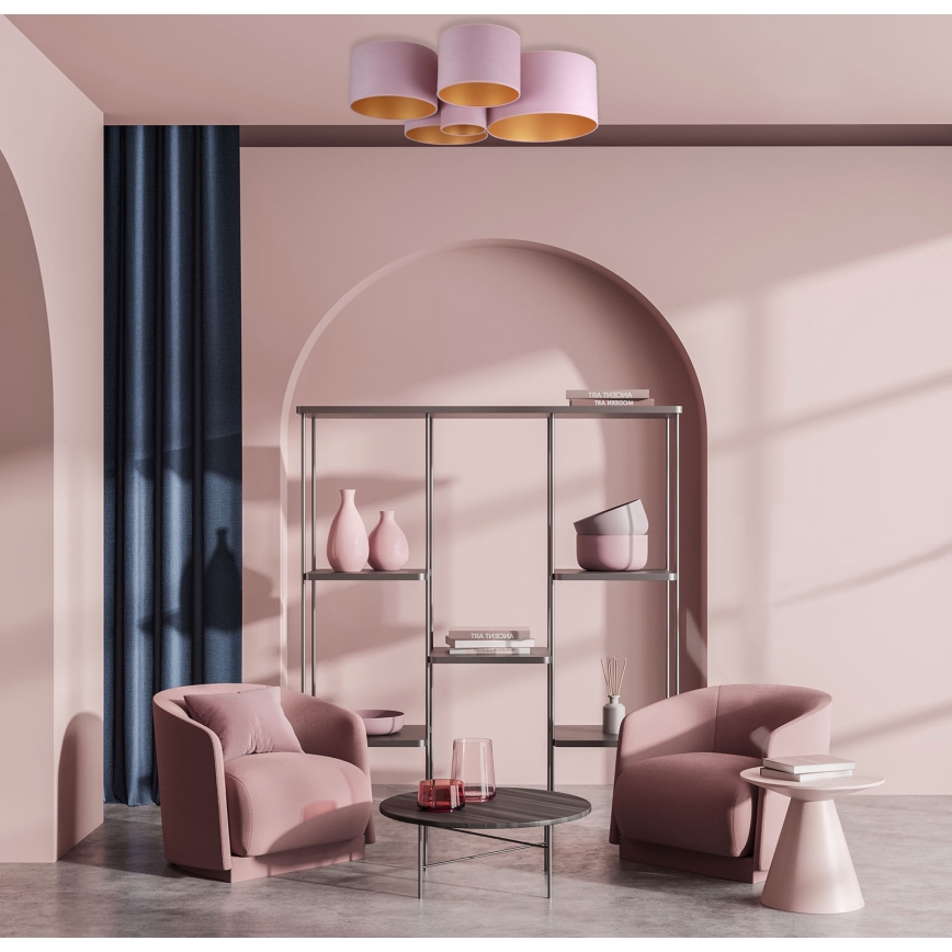 Duolla - Ceiling light ROLLER PENTO 5xE27/60W/230V pink