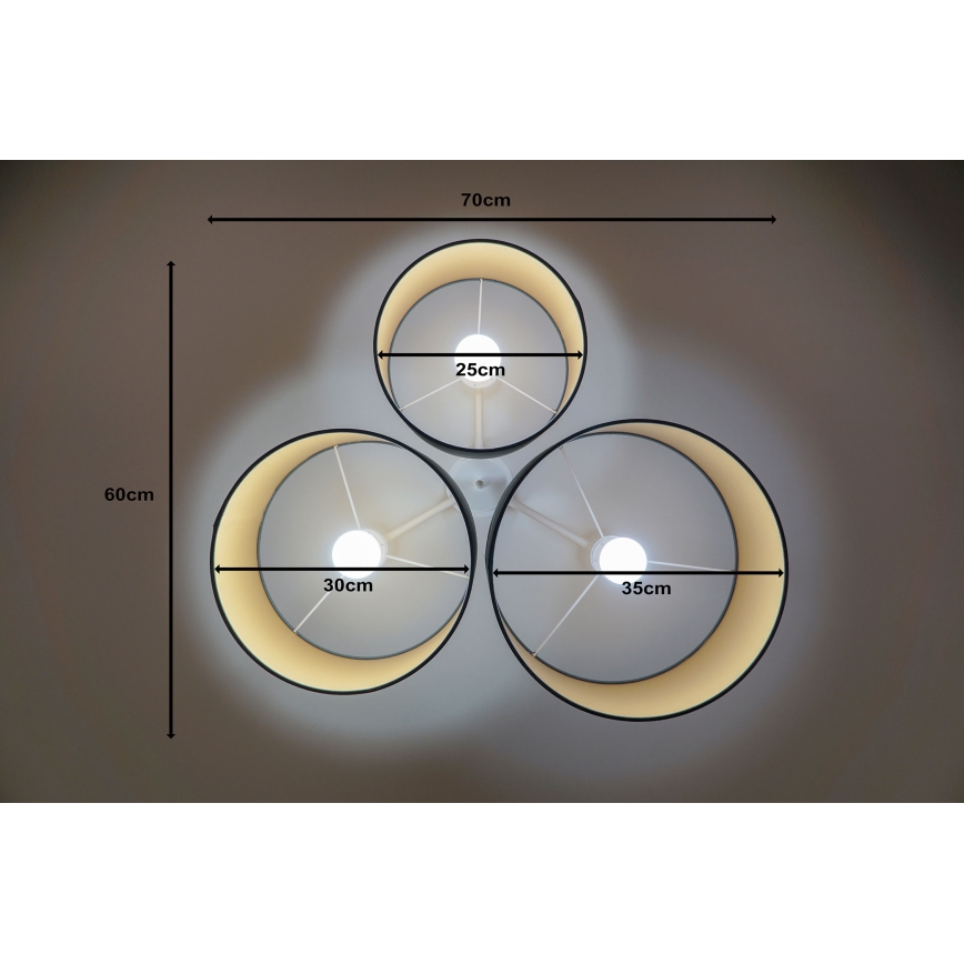 Duolla - Ceiling light ROLLER TRIO 3xE27/60W/230V anthracite