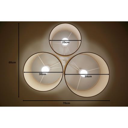 Duolla - Ceiling light ROLLER TRIO 3xE27/60W/230V beige