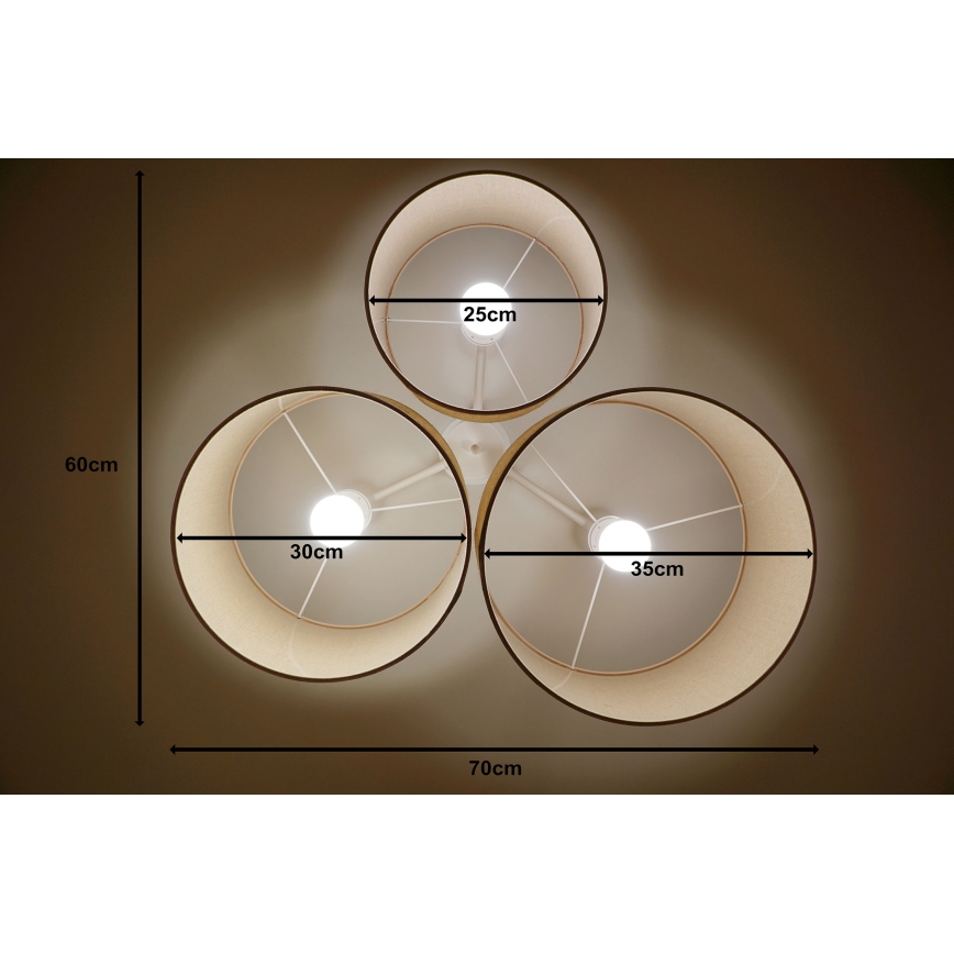 Duolla - Ceiling light ROLLER TRIO 3xE27/60W/230V beige