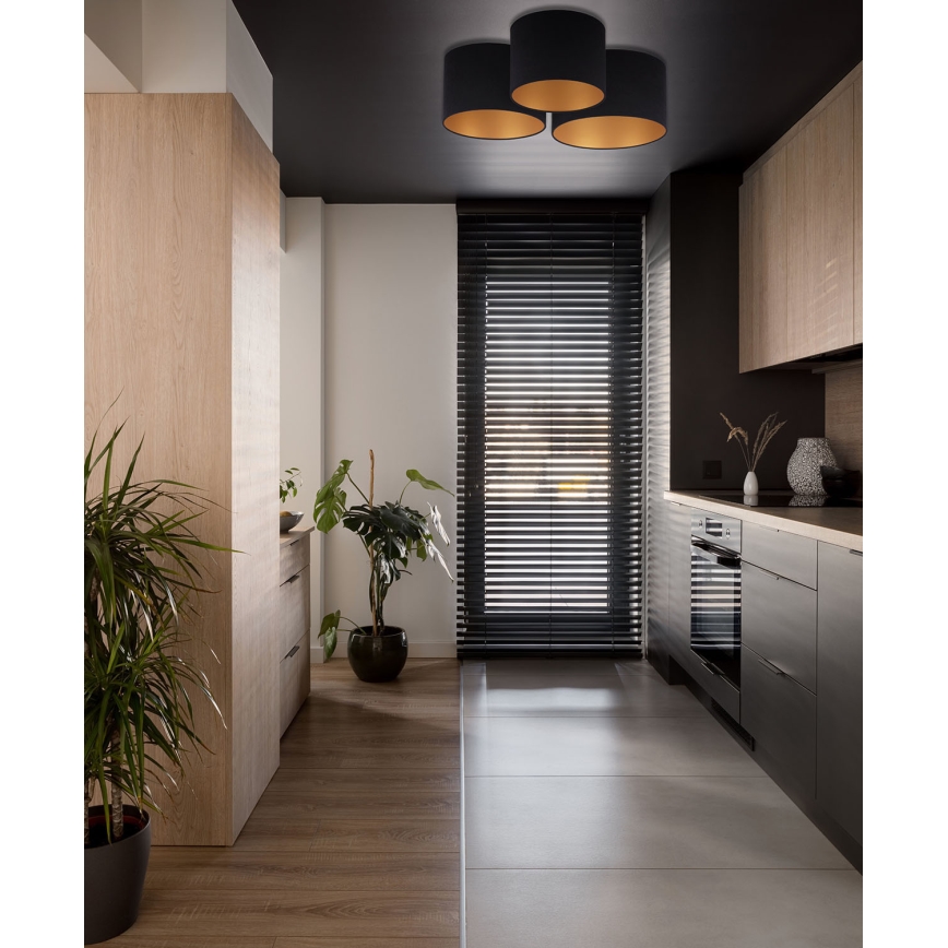 Duolla - Ceiling light ROLLER TRIO 3xE27/60W/230V black/gold