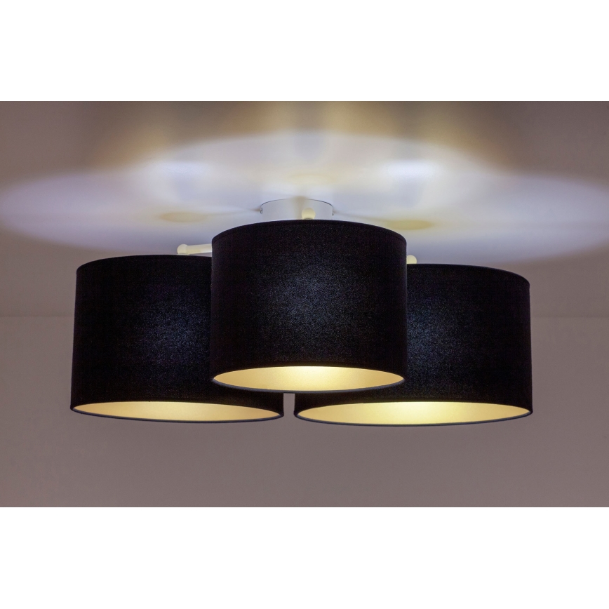 Duolla - Ceiling light ROLLER TRIO 3xE27/60W/230V black/gold