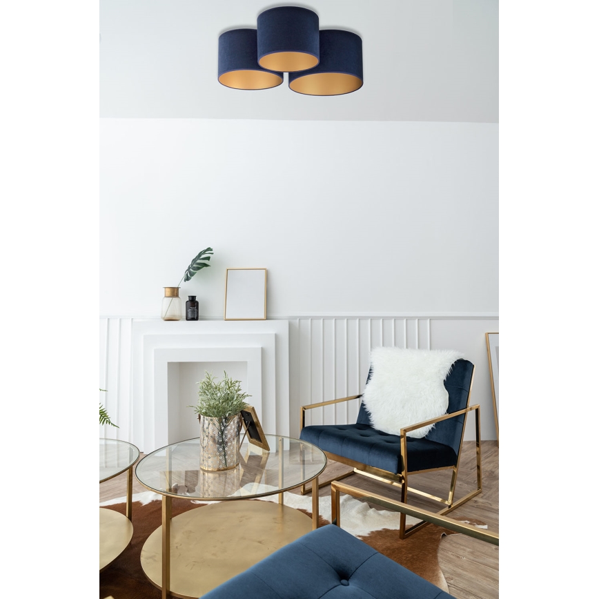 Duolla - Ceiling light ROLLER TRIO 3xE27/60W/230V blue