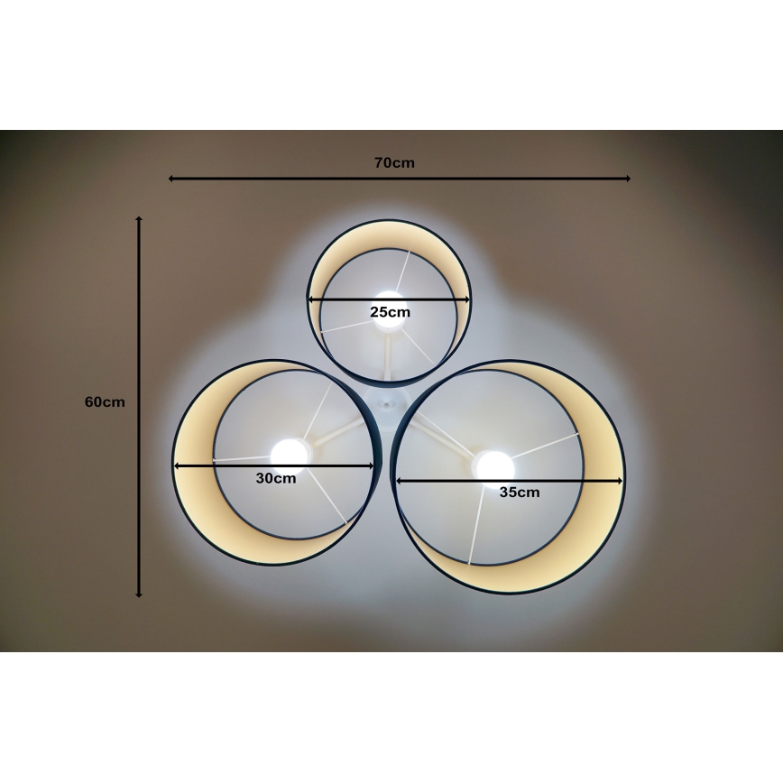 Duolla - Ceiling light ROLLER TRIO 3xE27/60W/230V blue
