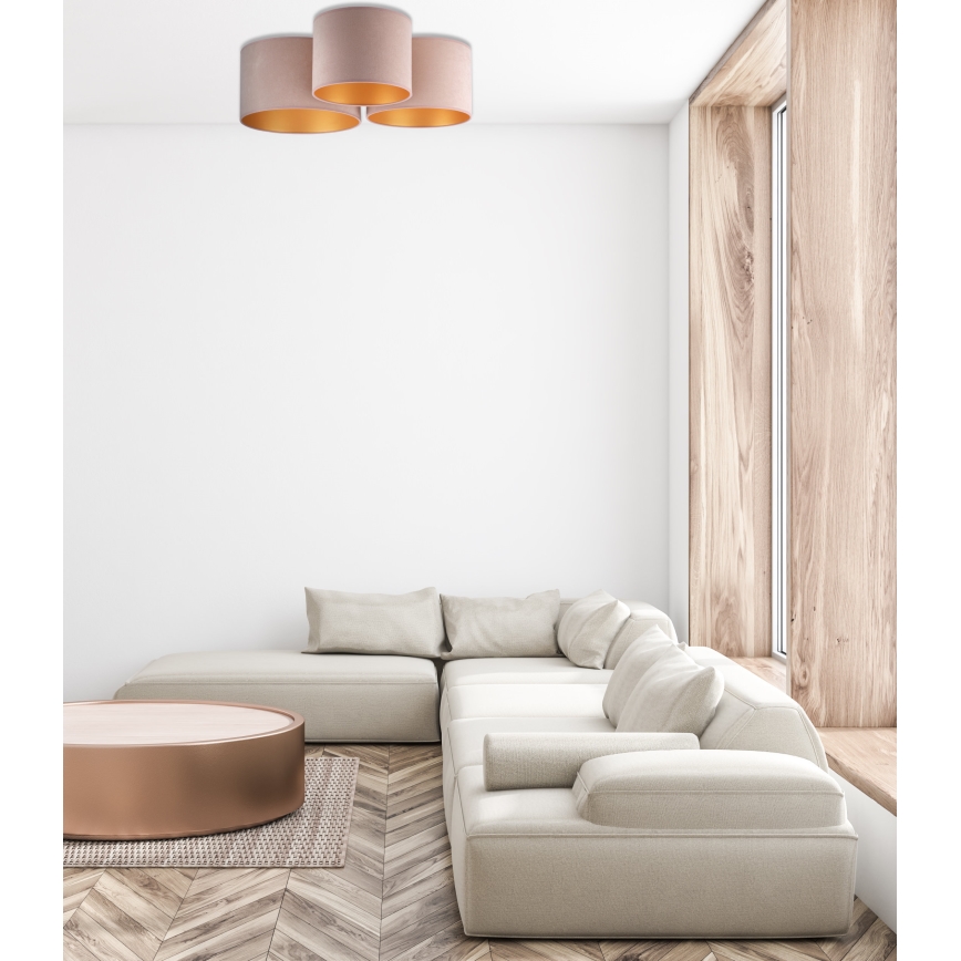 Duolla - Ceiling light ROLLER TRIO 3xE27/60W/230V brown