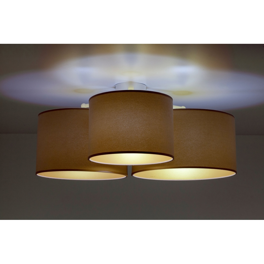Duolla - Ceiling light ROLLER TRIO 3xE27/60W/230V brown
