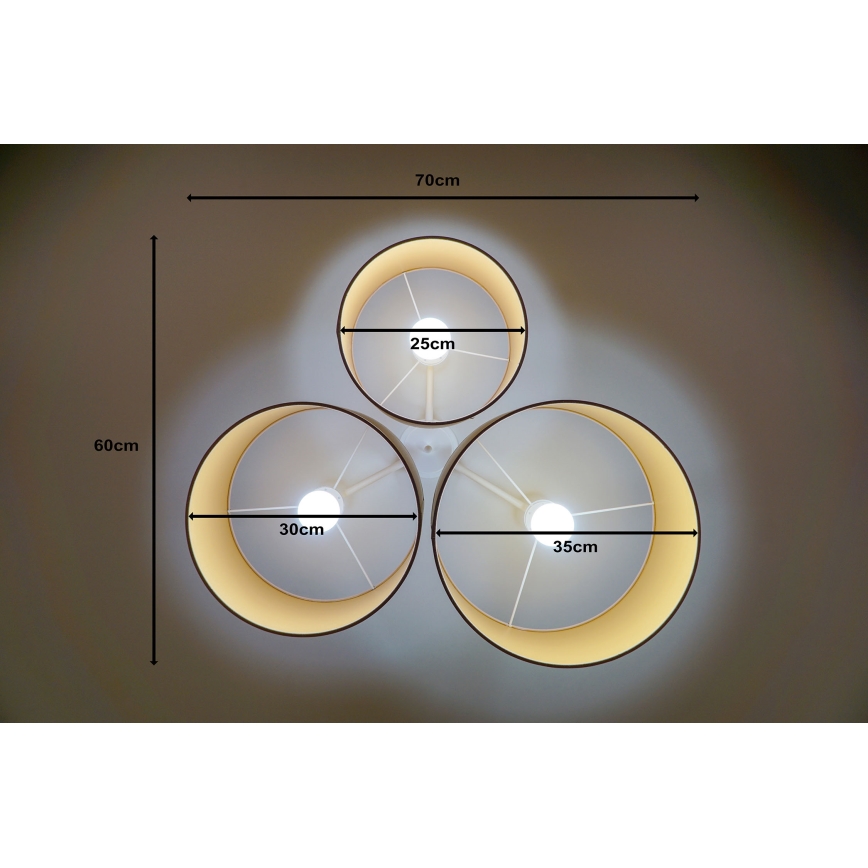 Duolla - Ceiling light ROLLER TRIO 3xE27/60W/230V brown