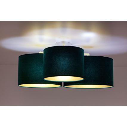Duolla - Ceiling light ROLLER TRIO 3xE27/60W/230V green/gold