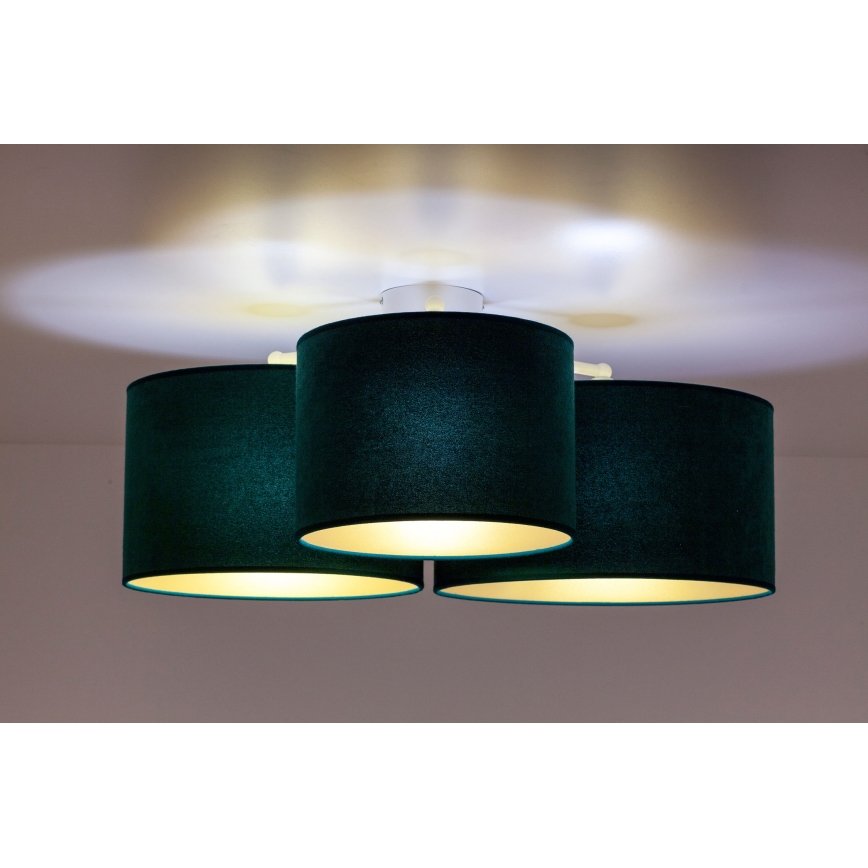 Duolla - Ceiling light ROLLER TRIO 3xE27/60W/230V green/gold