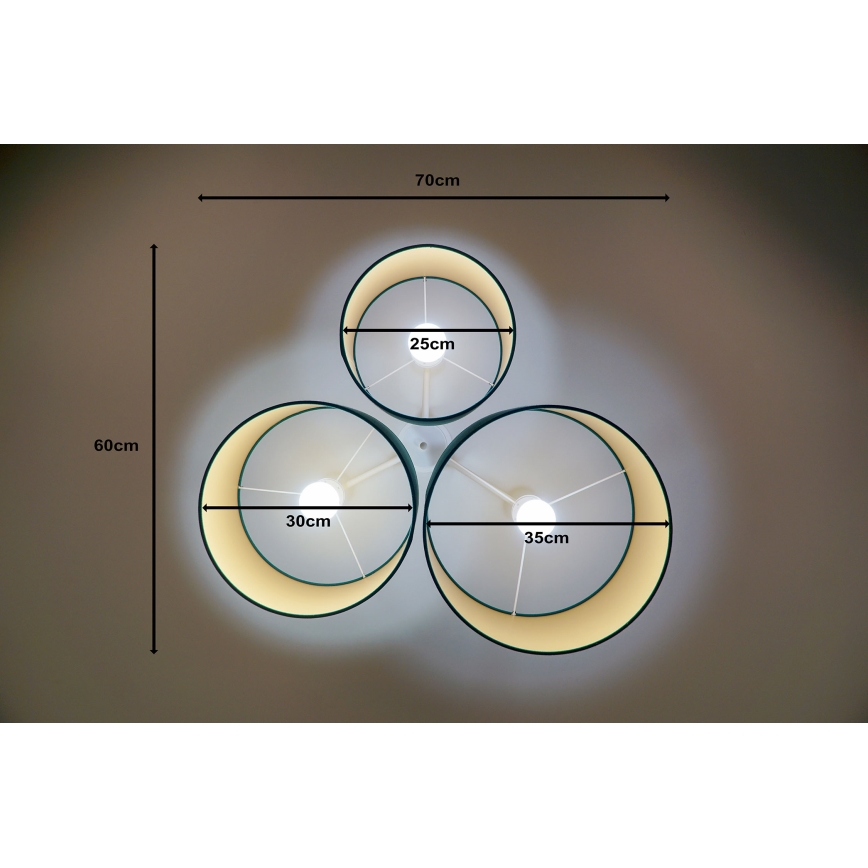 Duolla - Ceiling light ROLLER TRIO 3xE27/60W/230V green/gold