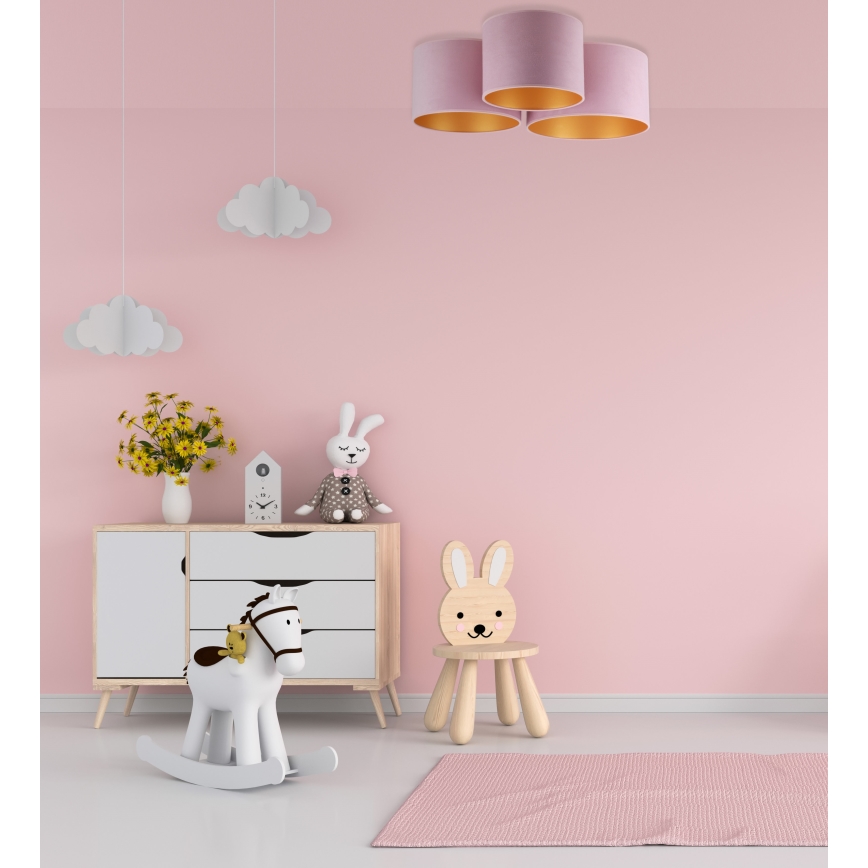 Duolla - Ceiling light ROLLER TRIO 3xE27/60W/230V pink