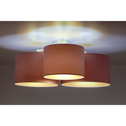 Duolla - Ceiling light ROLLER TRIO 3xE27/60W/230V pink
