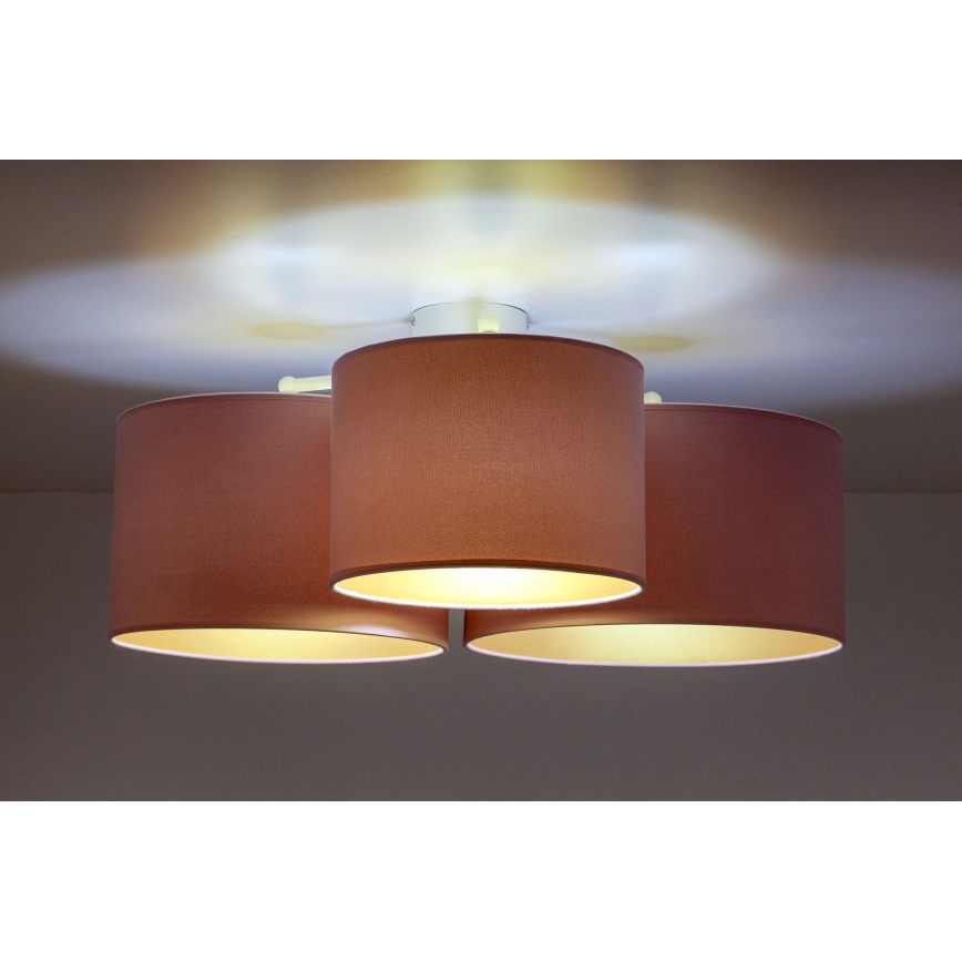 Duolla - Ceiling light ROLLER TRIO 3xE27/60W/230V pink