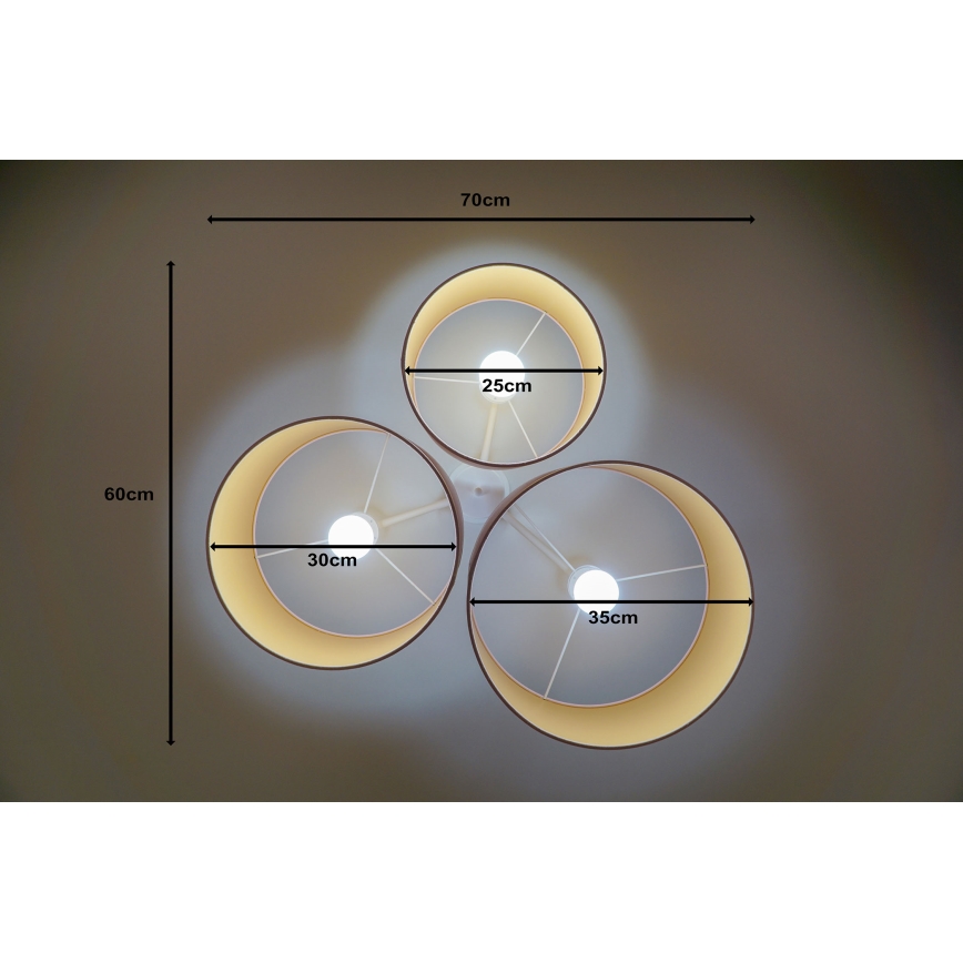 Duolla - Ceiling light ROLLER TRIO 3xE27/60W/230V pink
