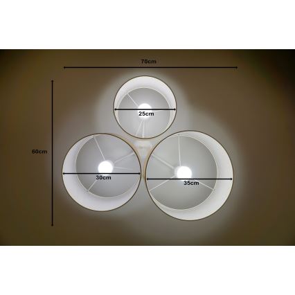 Duolla - Ceiling light ROLLER TRIO 3xE27/60W/230V white/gold