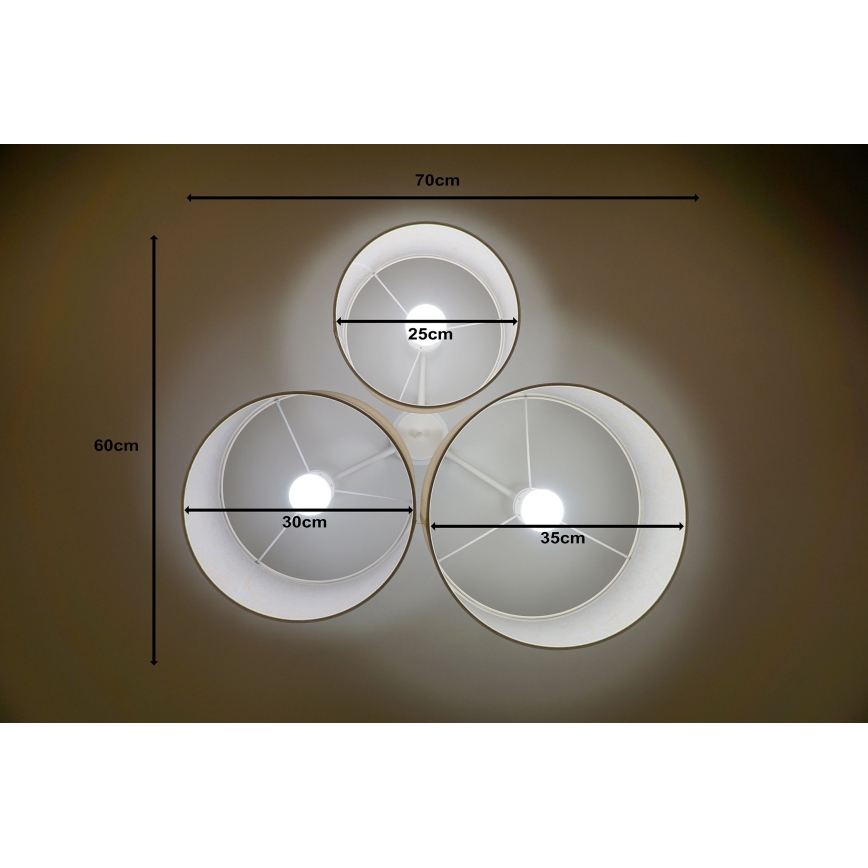Duolla - Ceiling light ROLLER TRIO 3xE27/60W/230V white/gold