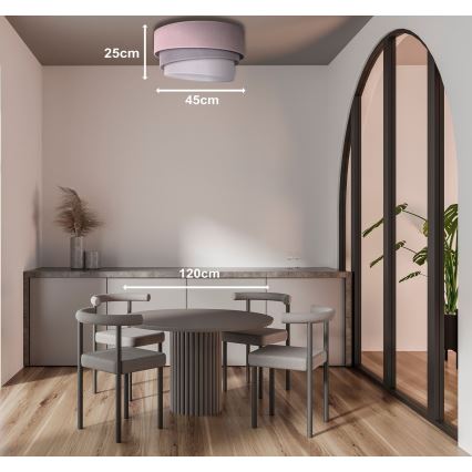 Duolla - Ceiling light TRIO 1xE27/15W/230V d. 45 cm pink/grey/white