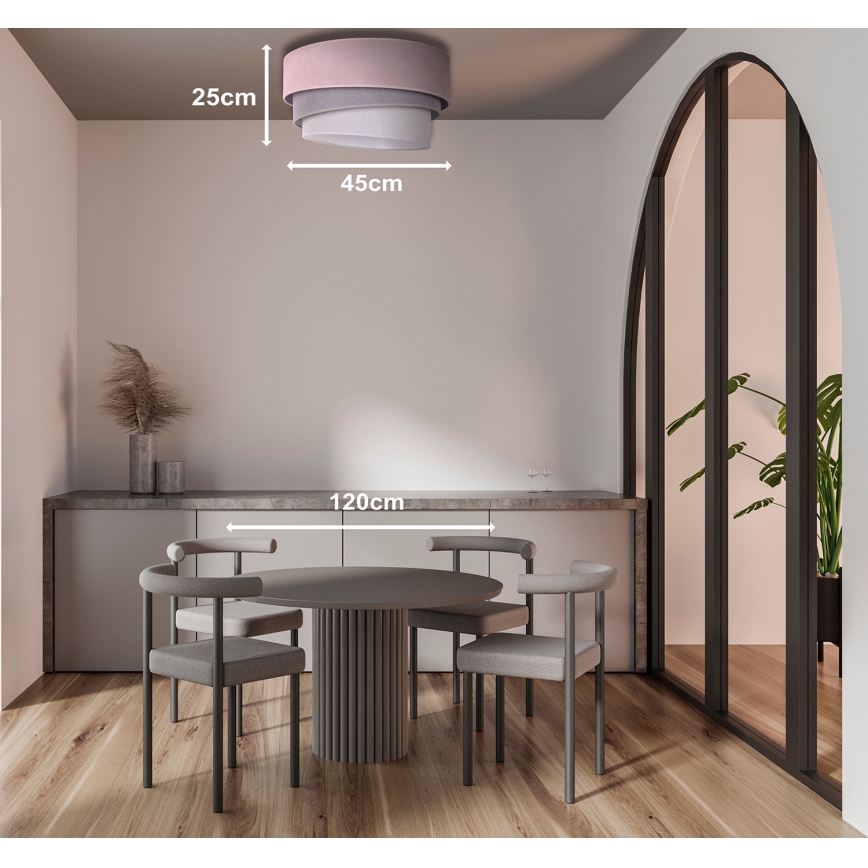 Duolla - Ceiling light TRIO 1xE27/15W/230V d. 45 cm pink/grey/white